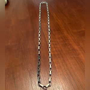 Chunky Silvertone Long Chain Link Necklace